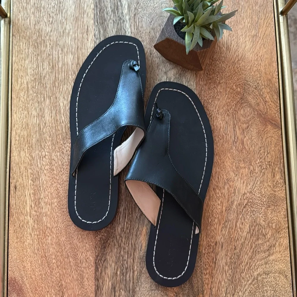 J. Crew Black Leather Sandals - Picture 1 of 4